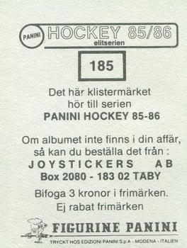 1985-86 Panini Hockey Elitserien (Swedish) Stickers #185 Klas Heed Back