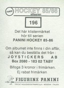 1985-86 Panini Hockey Elitserien (Swedish) Stickers #196 Per Martinsson Back