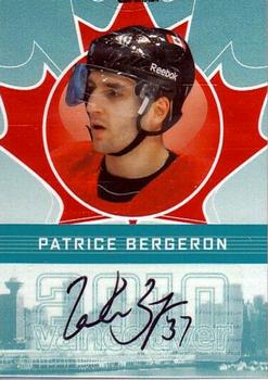 2009-10 In The Game Vancouver Olympics - Autographs #A-PB Patrice Bergeron Front