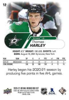 2020-21 Upper Deck NHL Star Rookies Box Set #12 Thomas Harley Back