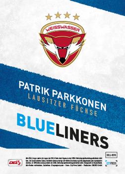 2016-17 Playercards (DEL2) - Blueliners #DEL2-BL15 Patrik Parkkonen Back