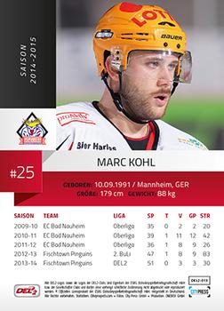 2014-15 Playercards (DEL2) #DEL2-013 Marc Kohl Back