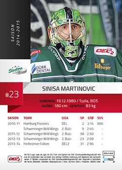 2014-15 Playercards (DEL2) #DEL2-045 Sinisa Martinovic Back