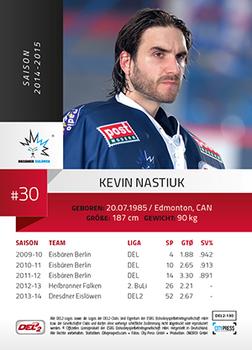 2014-15 Playercards (DEL2) #DEL2-130 Kevin Nastiuk Back