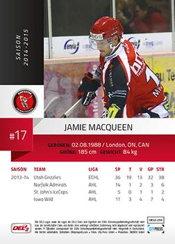 2014-15 Playercards (DEL2) #DEL2-253 Jamie MacQueen Back