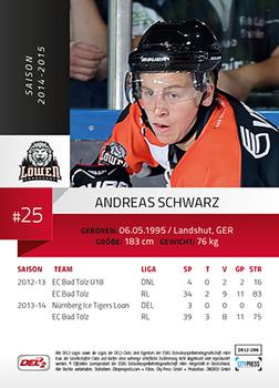 2014-15 Playercards (DEL2) #DEL2-286 Andreas Schwarz Back
