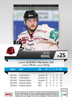 2015-16 Playercards (DEL2) #DEL2-013 Marc Kohl Back