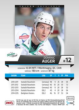 2015-16 Playercards (DEL2) #DEL2-025 Dominic Auger Back