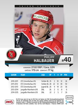 2015-16 Playercards (DEL2) #DEL2-076 Philipp Halbauer Back