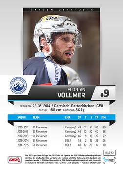 2015-16 Playercards (DEL2) #DEL2-251 Florian Vollmer Back