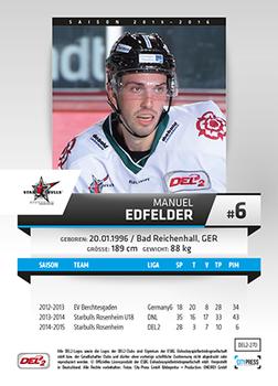 2015-16 Playercards (DEL2) #DEL2-270 Manuel Edfelder Back