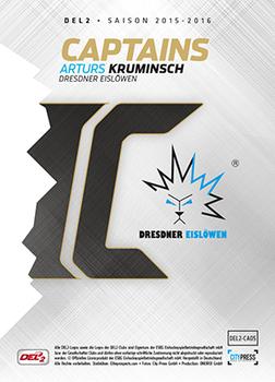 2015-16 Playercards (DEL2) - Captains #DEL2-CA05 Arturs Kruminsch Back