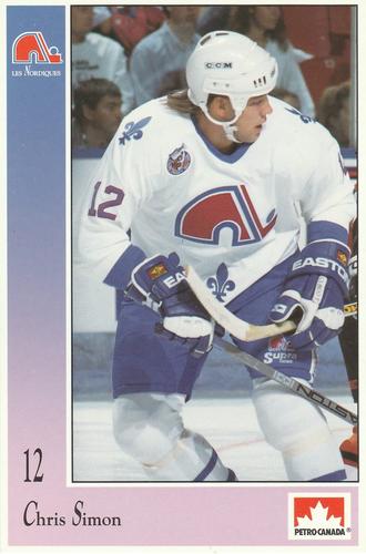 1992-93 Petro-Canada Quebec Nordiques #NNO Chris Simon Front
