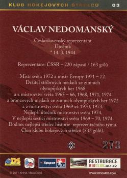 2011 Czech OFS premium - Klub hokejových střelců Silver #3 Vaclav Nedomansky Back
