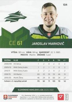 2020-21 SportZoo Slovenská Hokejová Liga #104 Jaroslav Markovic Back