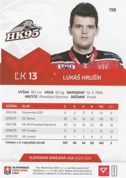 2020-21 SportZoo Slovenská Hokejová Liga #138 Lukas Hrusik Back