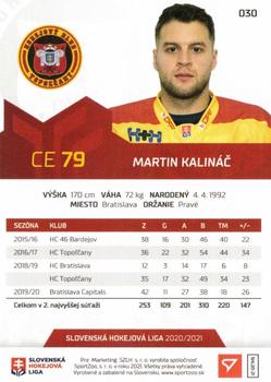2020-21 SportZoo Slovenská Hokejová Liga - Limited Edition #030 Martin Kalinac Back