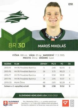 2020-21 SportZoo Slovenská Hokejová Liga - Limited Edition #091 Maros Mikolas Back