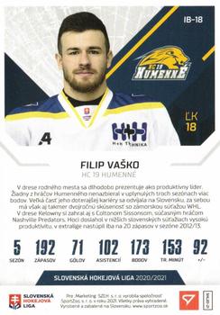 2020-21 SportZoo Slovenská Hokejová Liga - Ice Breakers #IB-18 Filip Vasko Back