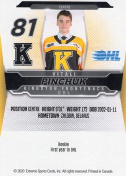 2019-20 Extreme Kingston Frontenacs (OHL) #NNO Vitali Pinchuk Back