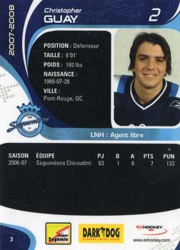 2007-08 Extreme Chicoutimi Sagueneens (QMJHL) #3 Christopher Guay Back