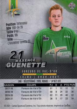 2020-21 Val-d'Or Foreurs (QMJHL) #20 Maxence Guenette Back