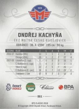 2018-19 OFS Chance Liga - Rainbow #61 Ondrej Kachyna Back