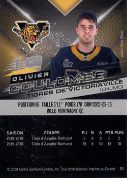 2020-21 Extreme Victoriaville Tigres (QMJHL) #10 Olivier Coulombe Back