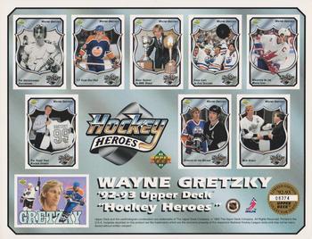 1992-93 Upper Deck - Wayne Gretzky Hockey Heroes Commemorative Sheet #NNO Wayne Gretzky Front