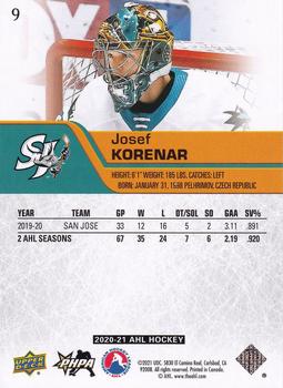 2020-21 Upper Deck AHL #9 Josef Korenar Back