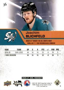 2020-21 Upper Deck AHL #36 Joachim Blichfeld Back
