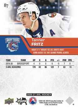 2020-21 Upper Deck AHL #87 Tanner Fritz Back