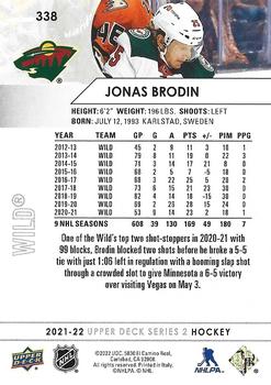 2021-22 Upper Deck #338 Jonas Brodin Back