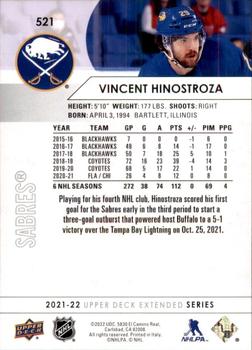 2021-22 Upper Deck #521 Vincent Hinostroza Back