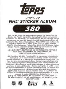 2021-22 Topps NHL Sticker Collection #380 Dryden Hunt Back