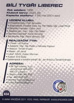 2011-12 OFS Plus - Team Card #4 Bili Tygri Liberec Back