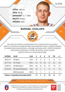 2020-21 SportZoo Tipos Extraliga 2. Seria #U-074 Samuel Chalupa Back