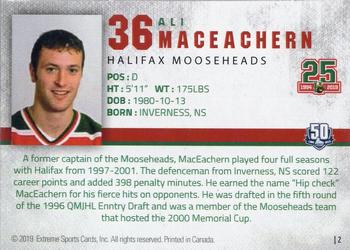 2018-19 Extreme Halifax Mooseheads (QMJHL) 25th Anniversary #NNO Ali MacEachern Back