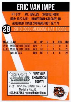 2019-20 Medicine Hat Tigers (WHL) #NNO Eric Van Impe Back