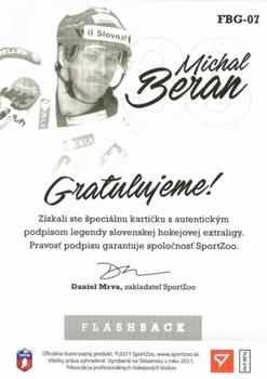 2020-21 SportZoo Tipos Extraliga 2. Seria - Flashback Gold Auto #FBG-07 Michal Beran Back