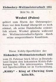 1955 Kiddy Gum Eishockey-Weltmeisterschaft #31 Alfred Wrobel Back