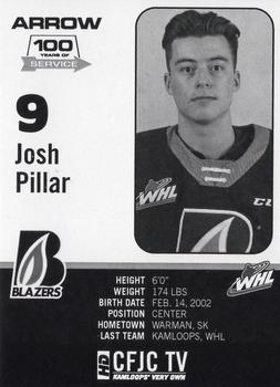 2019-20 Kamloops Blazers (WHL) #NNO Josh Pillar Back