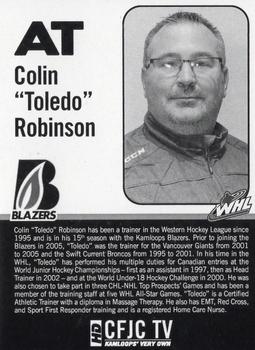 2019-20 Kamloops Blazers (WHL) #NNO Colin Robinson Back