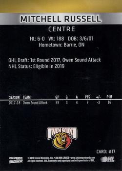 2018-19 Choice Owen Sound Attack (OHL) #17 Mitchell Russell Back