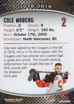 2018-19 Prince George Cougars (WHL) #NNO Cole Moberg Back