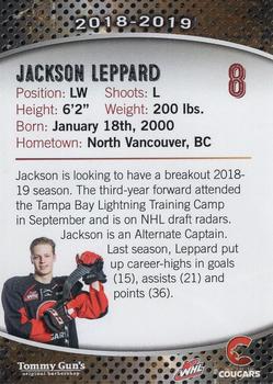 2018-19 Prince George Cougars (WHL) #NNO Jackson Leppard Back