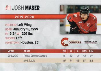 2019-20 Prince George Cougars (WHL) #NNO Josh Maser Back