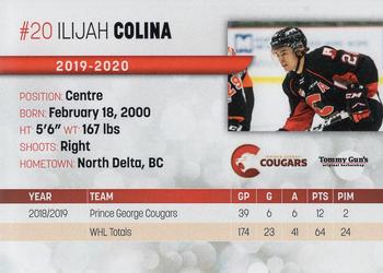 2019-20 Prince George Cougars (WHL) #NNO Ilijah Colina Back