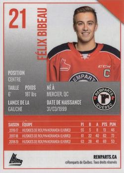2019-20 Quebec Remparts (QMJHL) #NNO Felix Bibeau Back