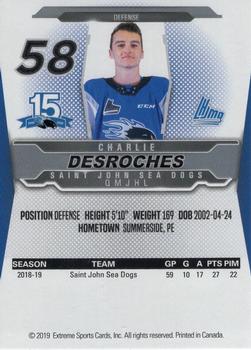 2019-20 Extreme Saint John Sea Dogs (QMJHL) #4 Charlie Desroches Back